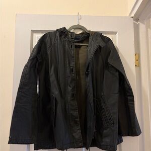 Madewell Black Hooded Raincoat